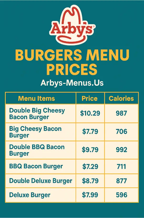 Arbys Burgers Menu
