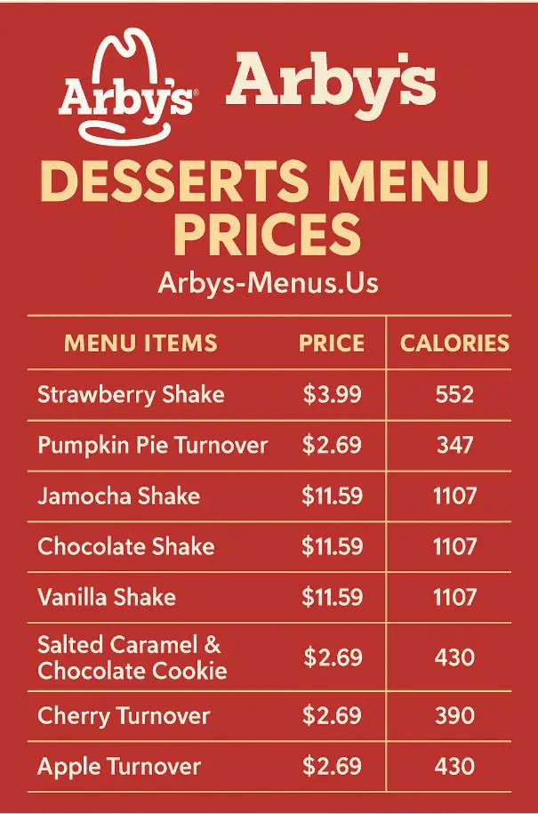 Arbys Desserts Menu